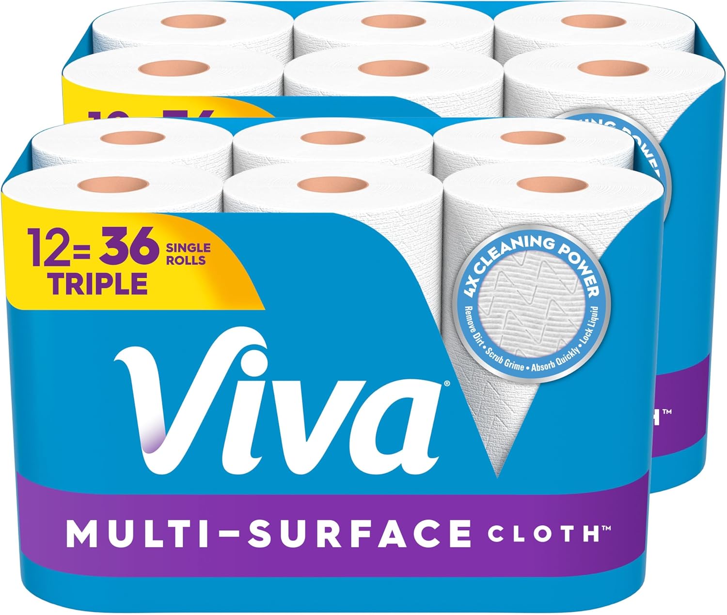 Viva Multi-Surface Cloth Paper Towels - Choose-A-Sheet Size, 12 Triple Rolls, 165 Sheets Each