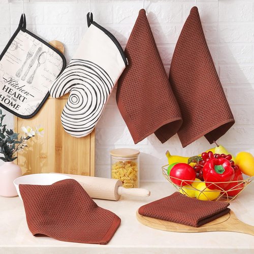 Homaxy 100% Cotton Dish Cloths - Ultra Soft, Absorbent & Quick Drying | 12-Pack, 12 x 12 Inches, Rust