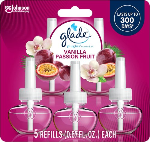 Glade PlugIns Refills Air Freshener - Vanilla Passion Fruit Scent | 3.35 Fl Oz, 5 Count