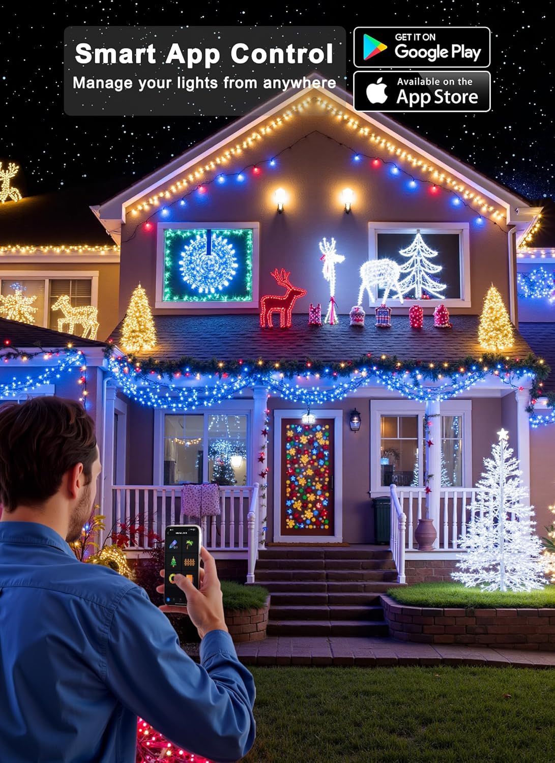 Minetom LED RGB String Lights - 82ft 250 Color Changing Fairy Lights with Remote & App Control
