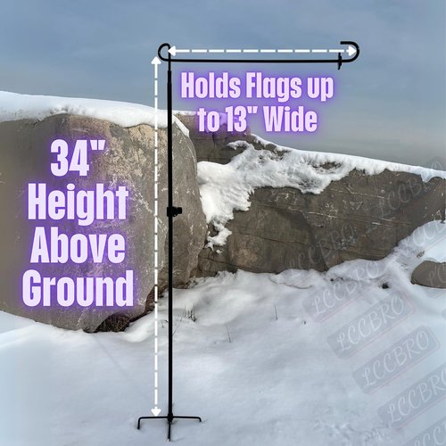 LCCBRO Garden Flag Stand Holder - Weatherproof 5-Prong Base for 12 x 18 Inch Flags | Holds Flags Up to 13" Wide