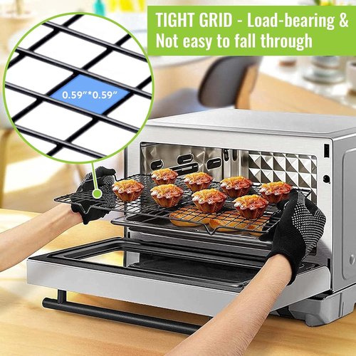 HULISEN Cooling Rack Set - 2 Pack Nonstick Baking Racks with Handles | 16" x 10" for Cookies & Grilling