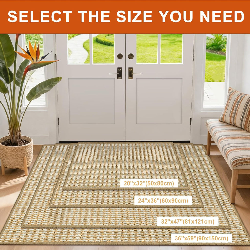 Regine Switzerland Dirt Trapper Door Mat - Non-Slip, Absorbent, Washable | 20" x 32", Beige White