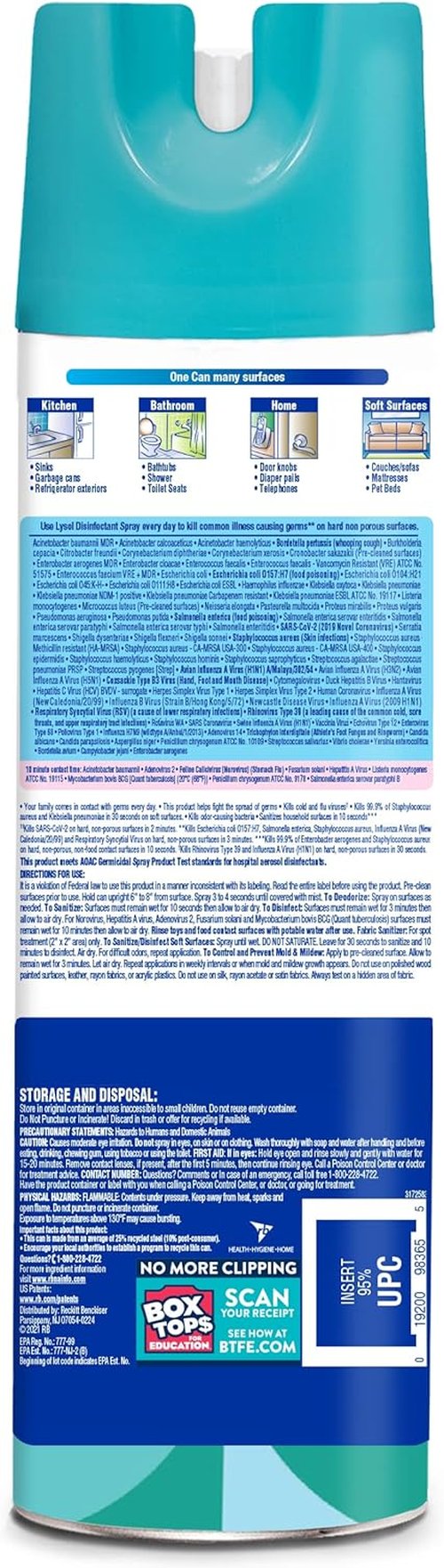 LYSOL Disinfectant Spray - Coconut Water & Sea Minerals | 19 Oz (Pack of 5) - Powerful Germ Protection