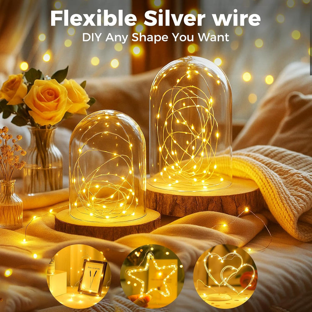 Skiennix 24 Pack Battery Operated Fairy Lights - 7ft Mini String Lights with Timer & 3 Modes | Warm White Twinkle Lights for Valentine's Day & Weddings