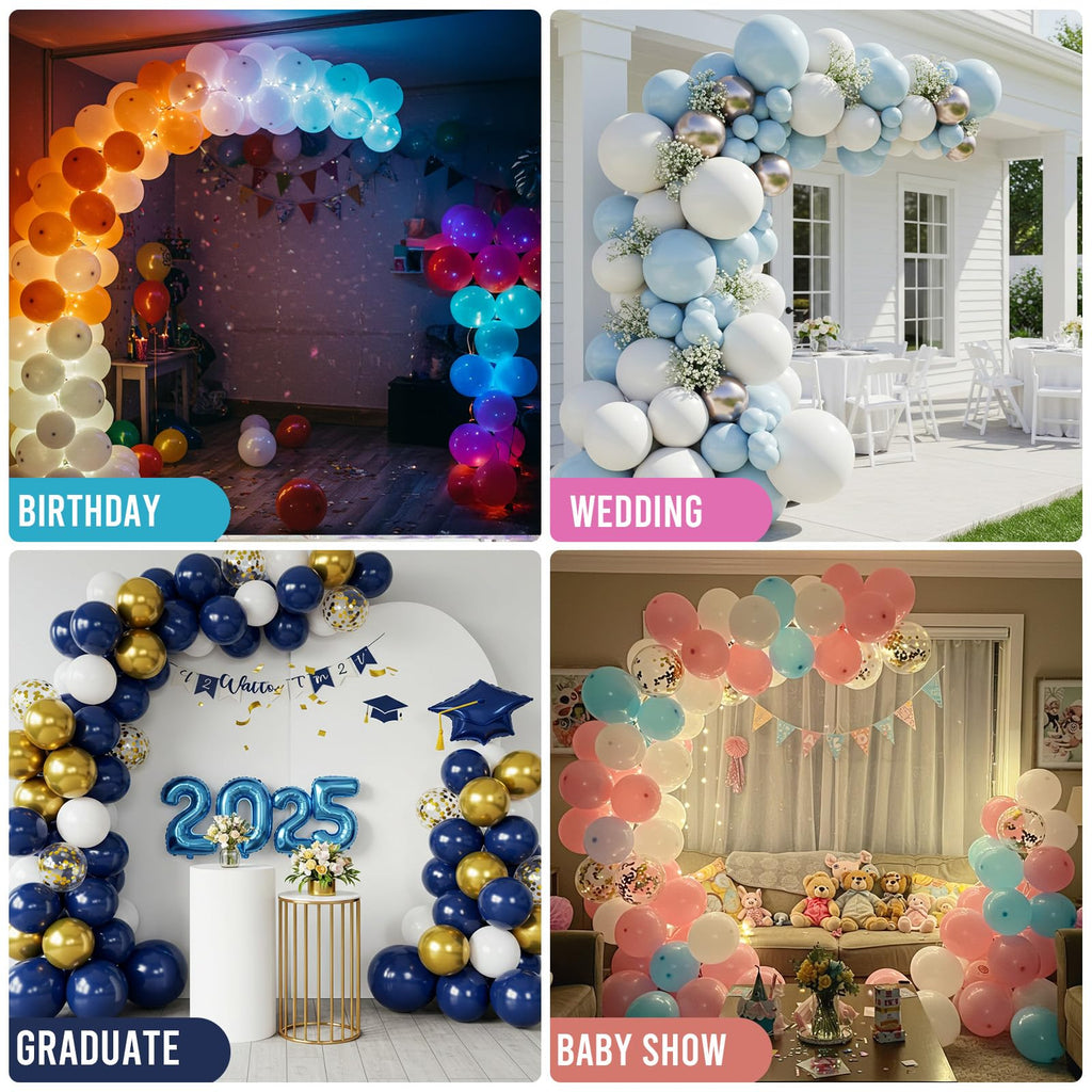 AerWo Lighted Balloon Arch Kit 8.2FT & 6FT, Free Bending Top Half Balloon Arch Stand with Base, Floor Frame for Wedding Birthday Party Baby Shower Yard Lawn Home Christmas Decorations