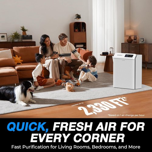 Air Purifiers | HEPA Air Purifier with Washable Pre-Filter & Sleep Mode for Large Rooms Up to 2,330 Ft² - Matte White