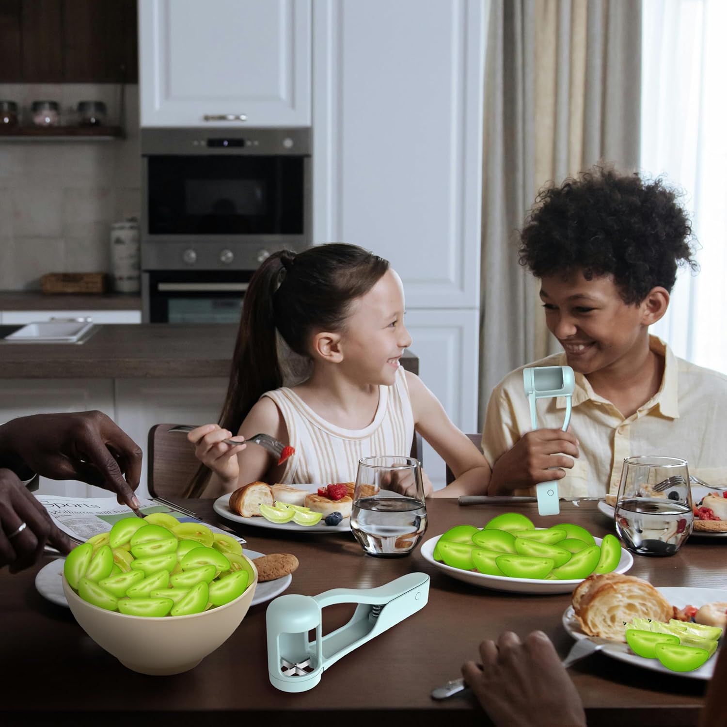 Skiennix Grape Cutter Tool - Safe Kitchen Fruit Slicer for Kids & Toddlers | Handheld Design for Small Fruits