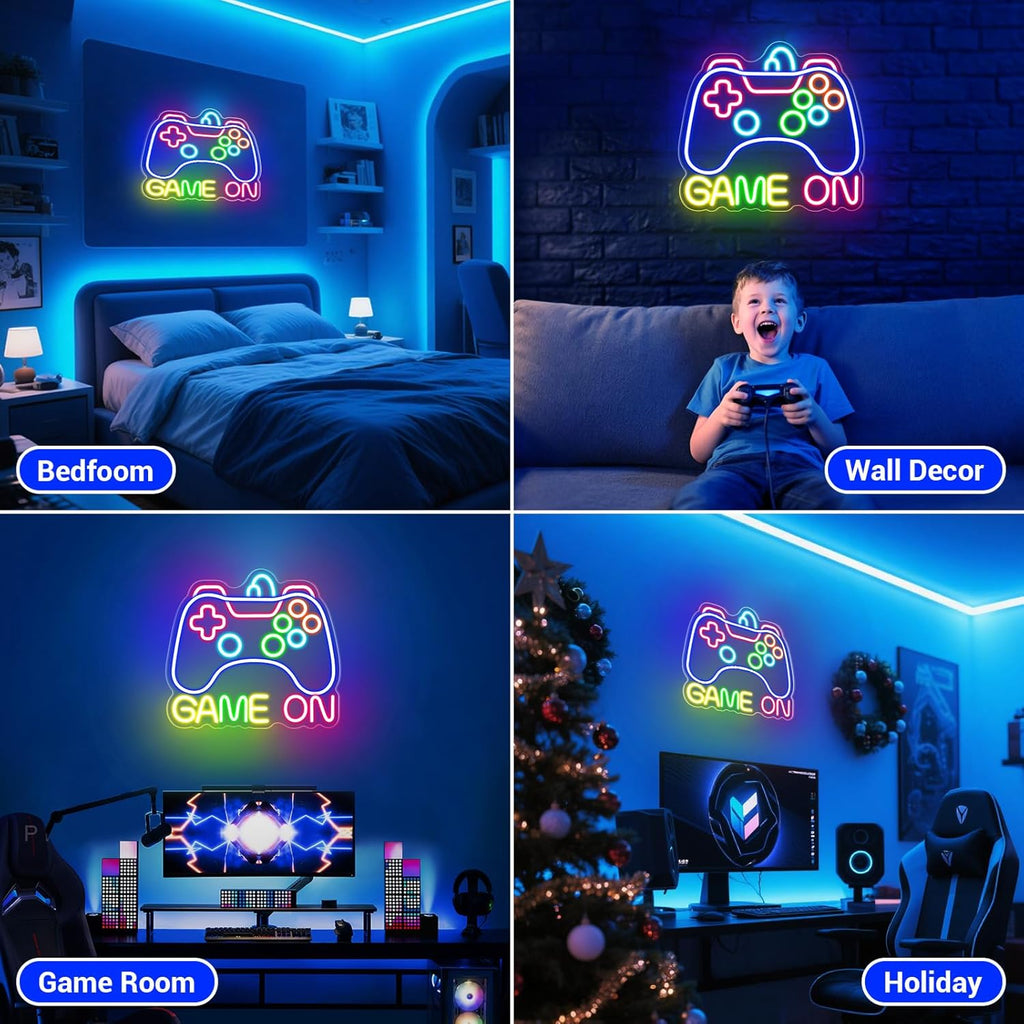 Skiennix Game On Neon LED Sign - Vibrant Gaming Wall Decor for Teen Bedrooms | Perfect Gamer Gift