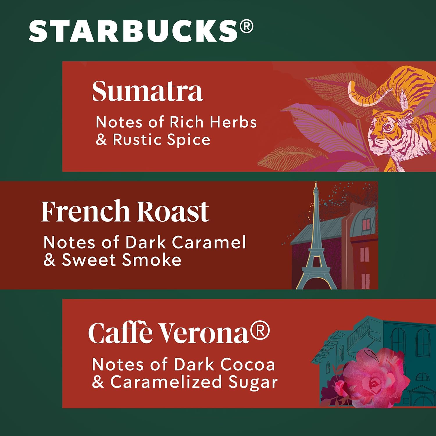 Starbucks Ground Coffee - Dark Roast Variety Pack | Three 12 oz Bags for Hot or Iced Coffee