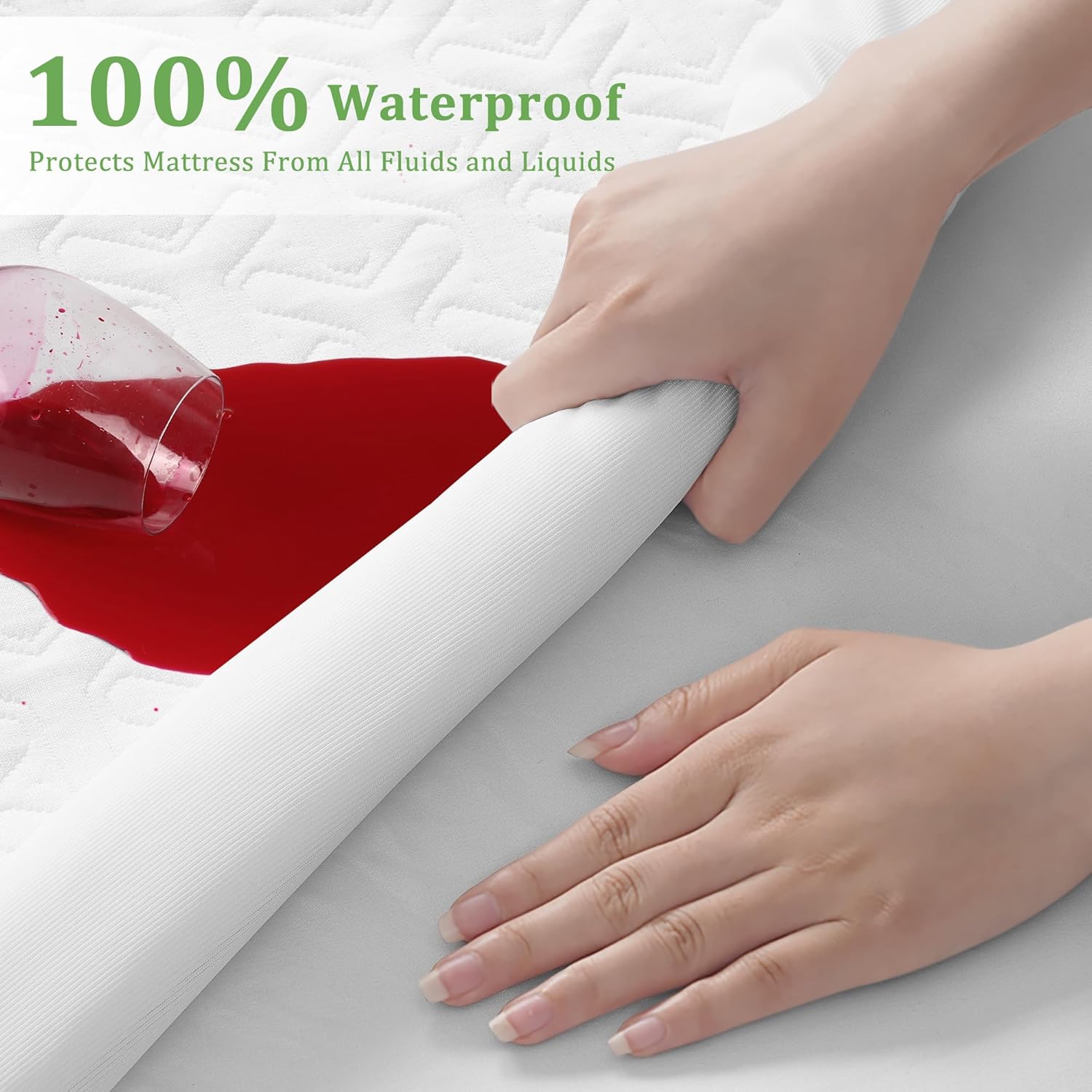 Premium Waterproof Mattress Protector | Queen Size 4D Air Cooling 300GSM Cover - Breathable & Noiseless (White)