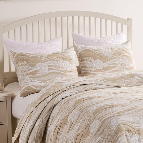 Greenland Home Coastal Paradise Woven Jacquard Matelasse Pillow Sham, King, Dover Natural
