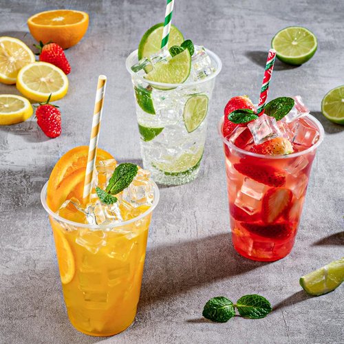 FOCUSLINE 16 oz Clear Plastic Cups - 300 Pack Disposable Drinking Cups for Water, Juice & Soda