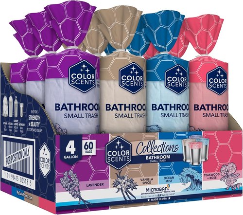 Color Scents 4 Gallon Garbage Bags - Small Scented Trash Bags for Bathroom & Bedroom | 720 Count | Made in USA