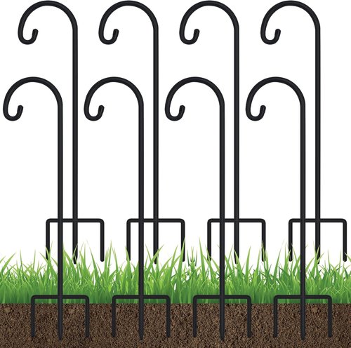 Feed Garden Adjustable Shepherd Hooks - Rust Resistant Steel for Outdoor Lanterns, Bird Feeders | 32 Inch, 8 Pack