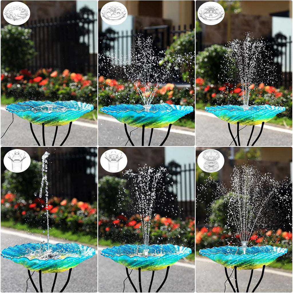 AISITIN Solar Fountain Pump - DIY Water Feature with 6 Nozzles & 3.9ft Cord | Perfect for Bird Baths & Gardens