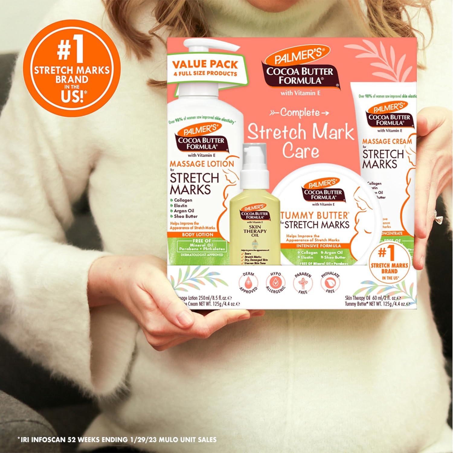 Palmer's Cocoa Butter Formula Pregnancy Skin Care Kit - Stretch Mark & Scar Treatment | 4-Piece Full Size Set