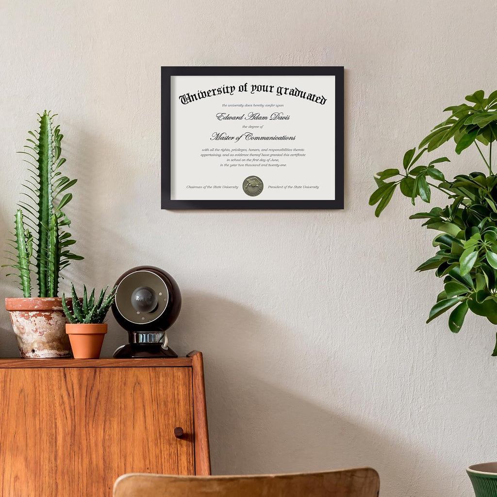 Upsimples Certificate Frame - Clear Plexiglass Diploma Frame for Wall/Tabletop, Black, 8.5x11 Inches
