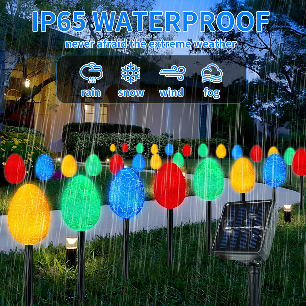 Skiennix Jumbo Solar Easter Egg Lights - 12 Pack Waterproof LED Garden Decor | 8 Auto Modes, IP65 Weatherproof