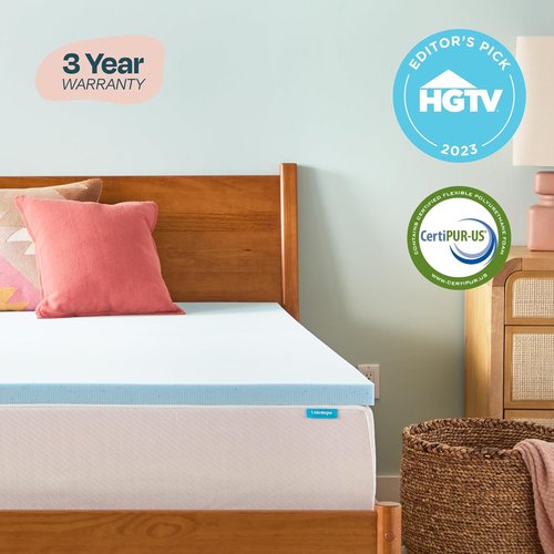 Linenspa Memory Foam Mattress Topper - 2 Inch Gel Infused for Cooling Comfort | Small Twin Size, CertiPUR Certified