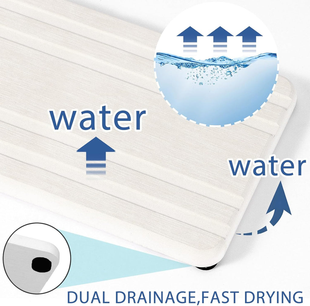 Skiennix Water Absorbing Stone Tray - Quick Drying Diatomite Coasters for Bathroom & Kitchen Sink | 2PCS Set