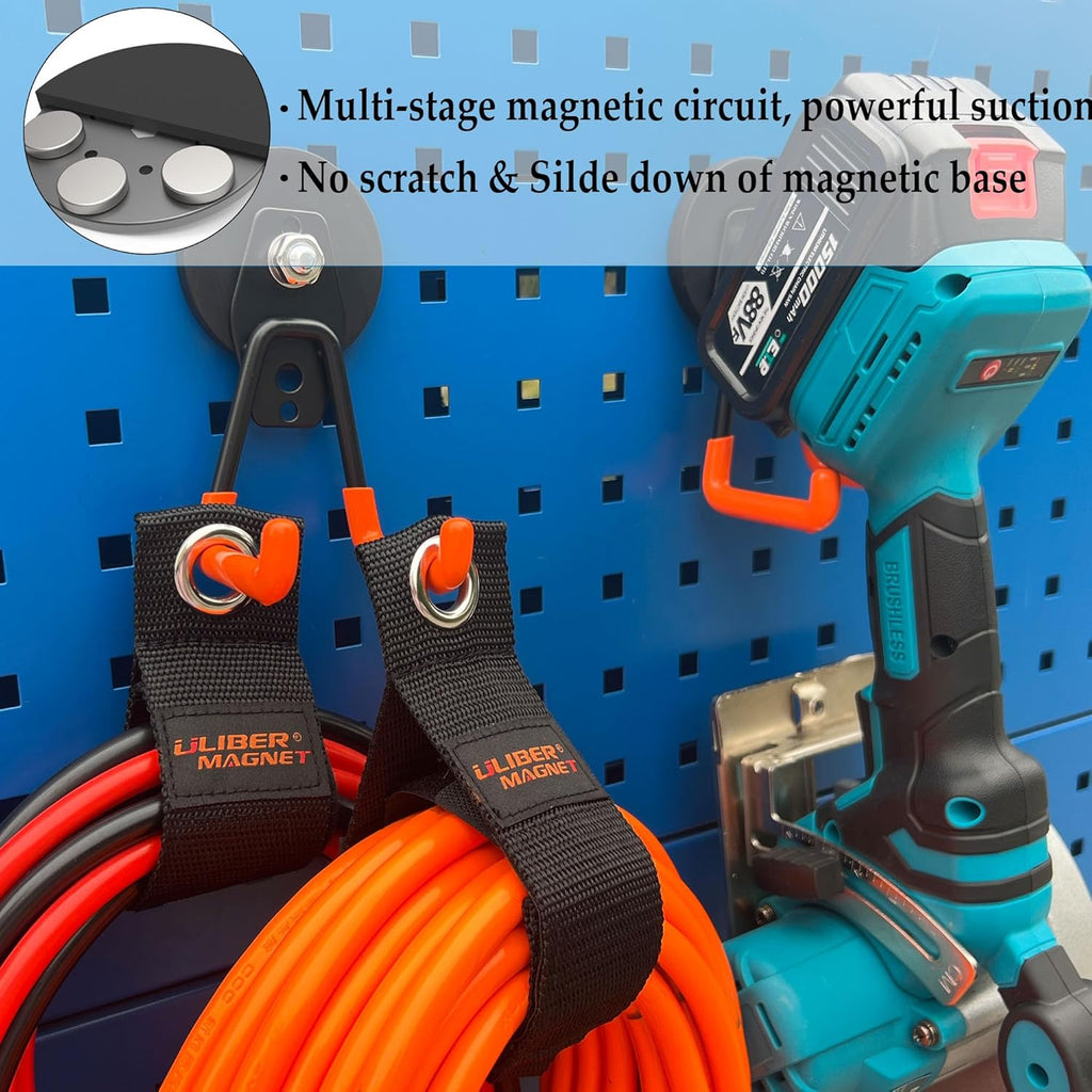 ULIBERMAGNET Heavy Duty Magnetic Garage Hooks - 6 Pack Strong Hooks for Tools & Storage | Orange