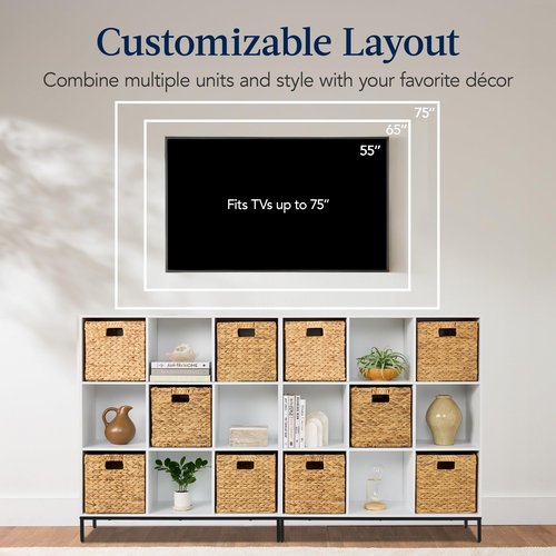 Best Choice Products 9-Cube Bookshelf, 3-Tier Wood Storage Bookcase W/Legs, 11in Shelf Opening, Cube Organizer, Living Room, Office, Nursery - White