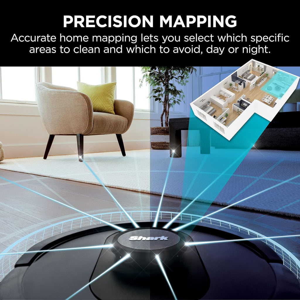 Shark R-AV2501S AI Robot Vacuum - HEPA Self-Empty Base, Bagless, 30-Day Capacity, LIDAR Navigation, Black - Certified Refurbished
