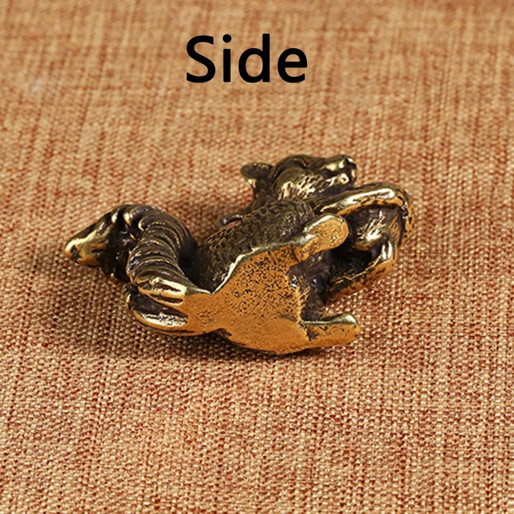 Skiennix Brass Squirrel Figurines - Antique Bronze Animal Decor | 2pcs Small Incense Holders (1.6x1.2x0.6in)