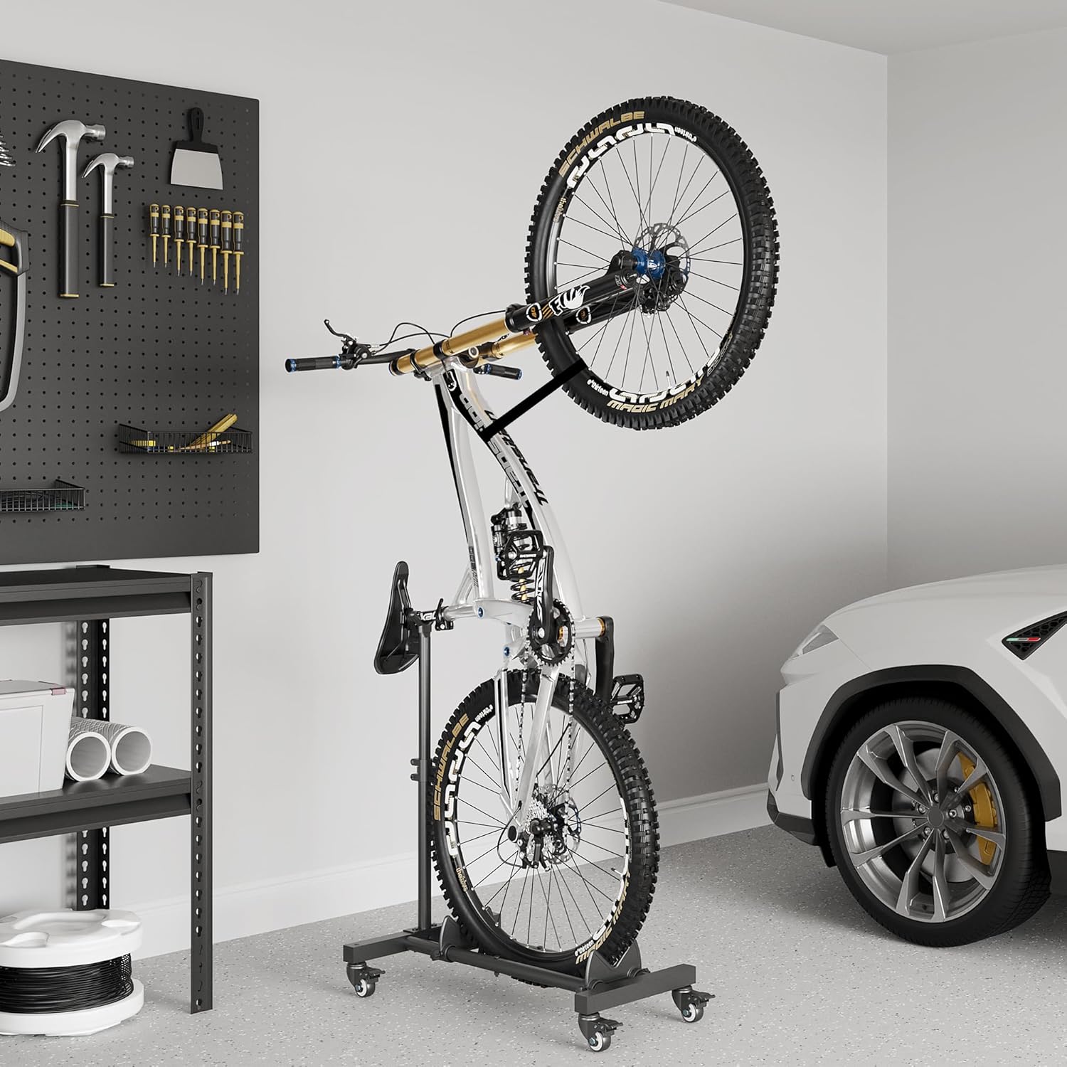 Sttoraboks Vertical Bike Stand - Freestanding Indoor Bicycle Rack with Adjustable Height for Wheels up to 29”