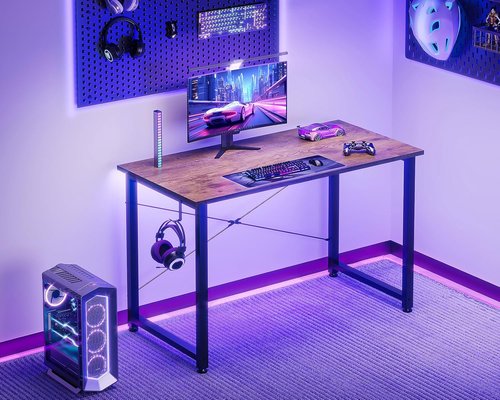 Casaottima 40-Inch Small Computer Desk - Modern Writing Table for Home Office | Vintage Style with Headphone Hooks