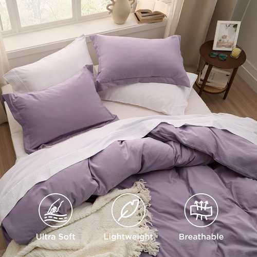 Bedsure Duvet Cover Set - Extra Soft Grayish Purple Twin/Twin XL Bedding, 2 Pieces with Zipper Closure