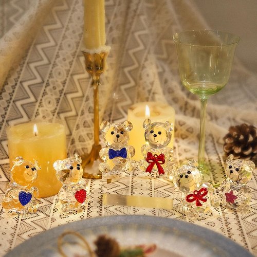 Crystal Bear Figurine Set by [Brand Name] - Handcrafted Glass Animal Sculptures | 2.4” Home Decor for Bear Lovers