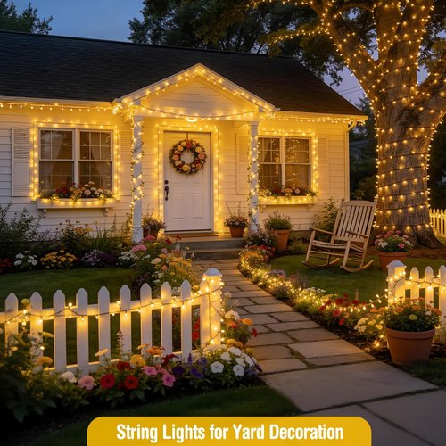 JMEXSUSS 66ft 200 LED Christmas Lights - Warm White Twinkle String Lights for Indoor & Outdoor Decor