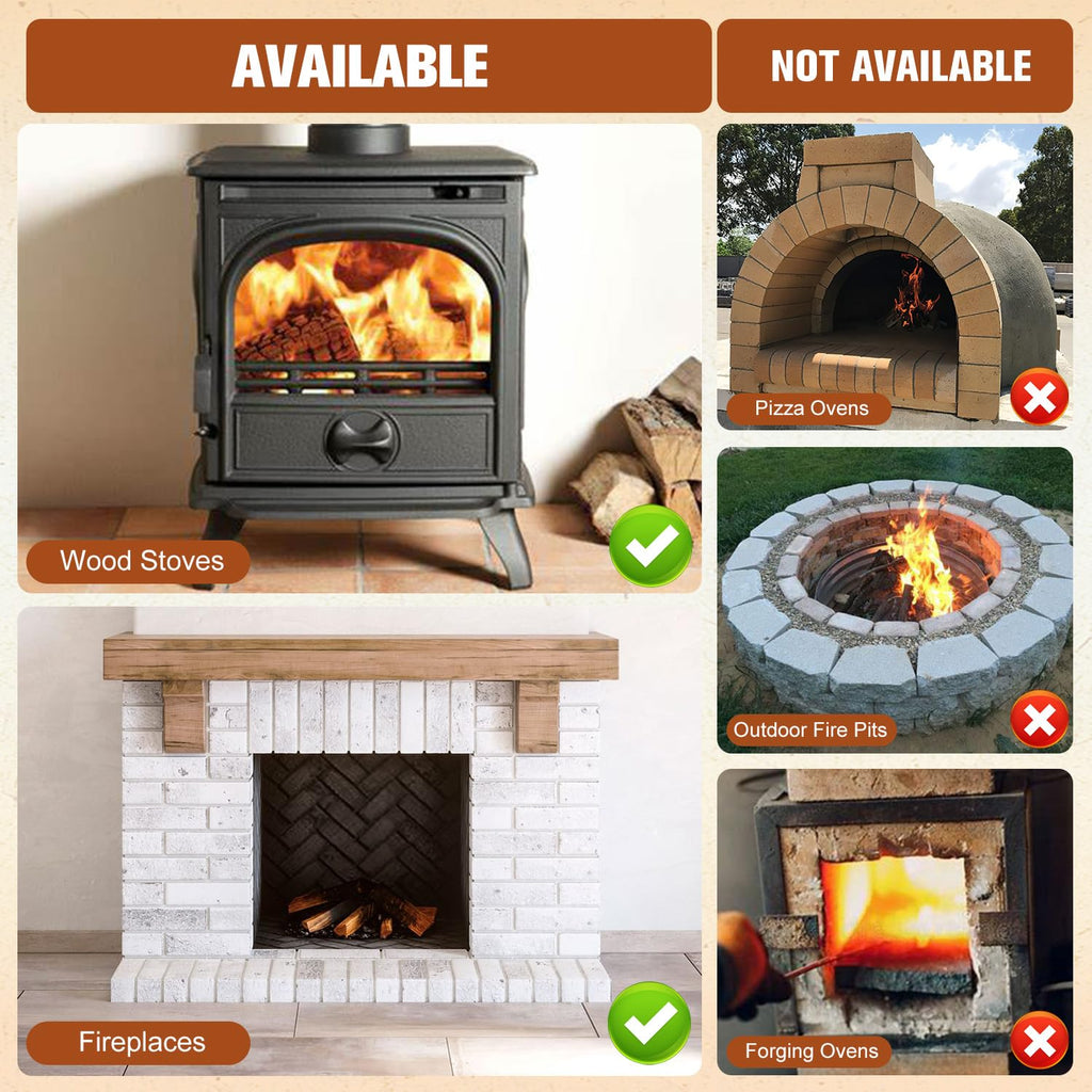 Fire Bricks, FireBrick, High Temperature Insulated Firebricks for Wood Stoves, Fireplaces, Size 9" X 4-1/2" X 1-1/4", Pack of 6, Wood Stove Bricks, Fireplace Brick