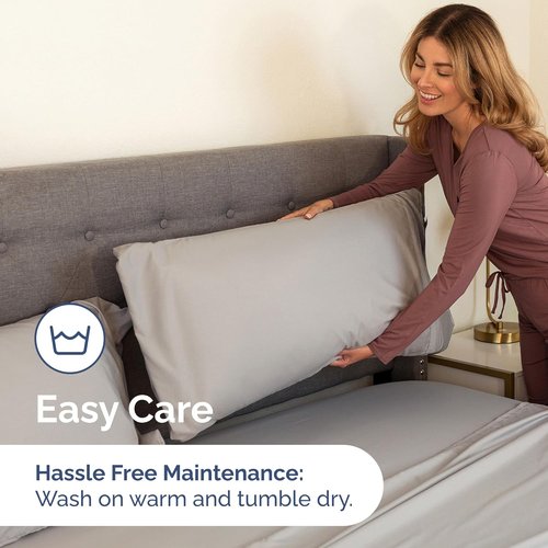 Lightweight Bed Sheet Set by [Brand Name] | Queen Size Cooling Sheets for Hot Sleepers - Breathable Bedding with Deep Pockets - Light Grey
