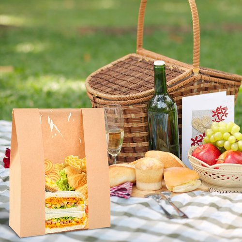 120pcs Bread Bags for Homemade Bread Sourdough, Sourdough Paper With Window 14"x8.3"x3.5" Sourdough Bread Bags for Gifting Large Bakery Bags Used for Storage Cookies & Snacks 130 Cute Sealing Stickers