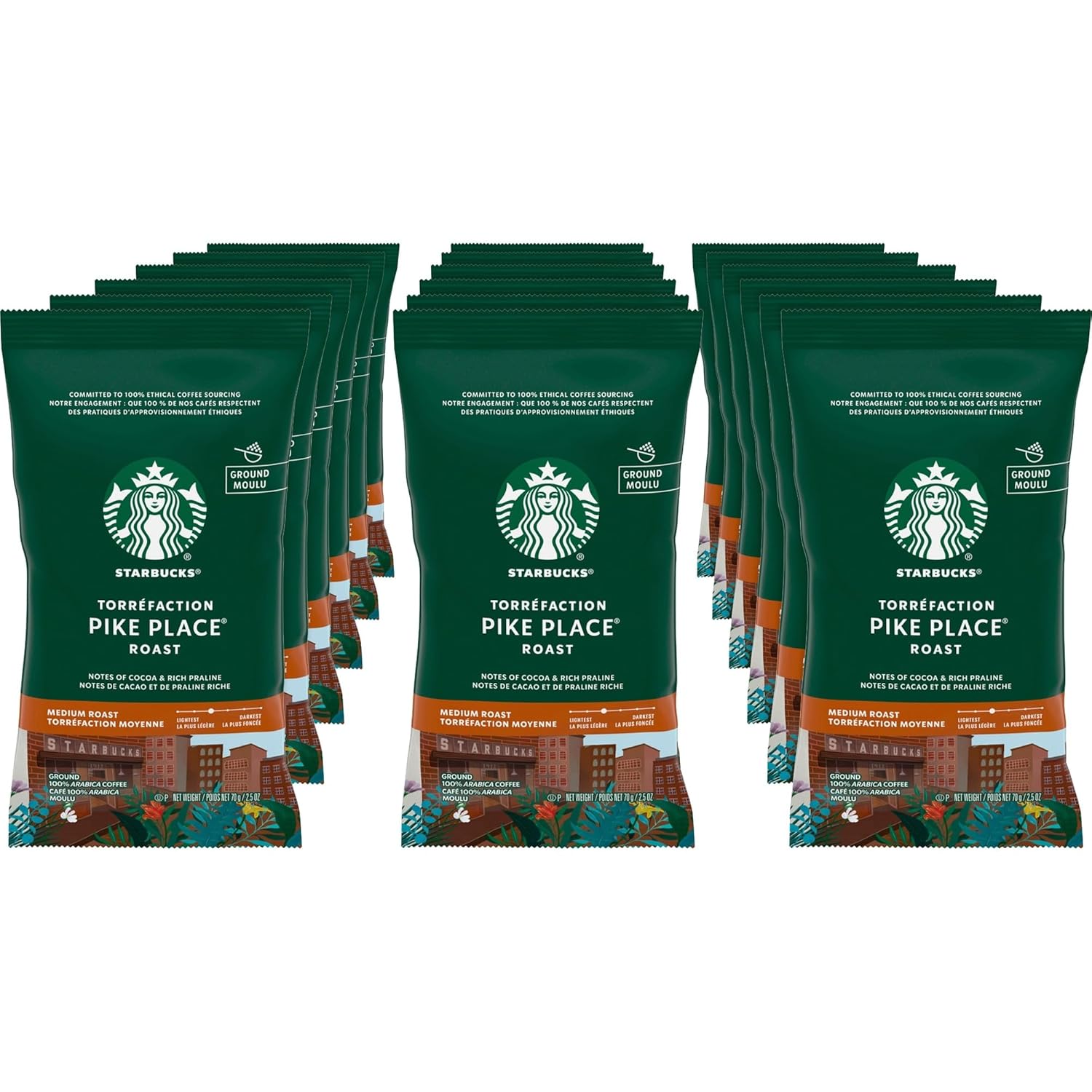 Starbucks Pike Place Ground Coffee - Rich Flavor, 18 oz Box for Fresh Brews