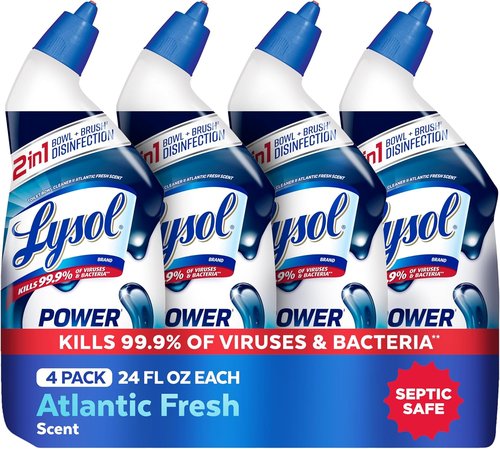 Lysol Toilet Bowl Cleaner - Max Strength Clinging Gel for Instant Stain Removal | 24 oz (4ct)
