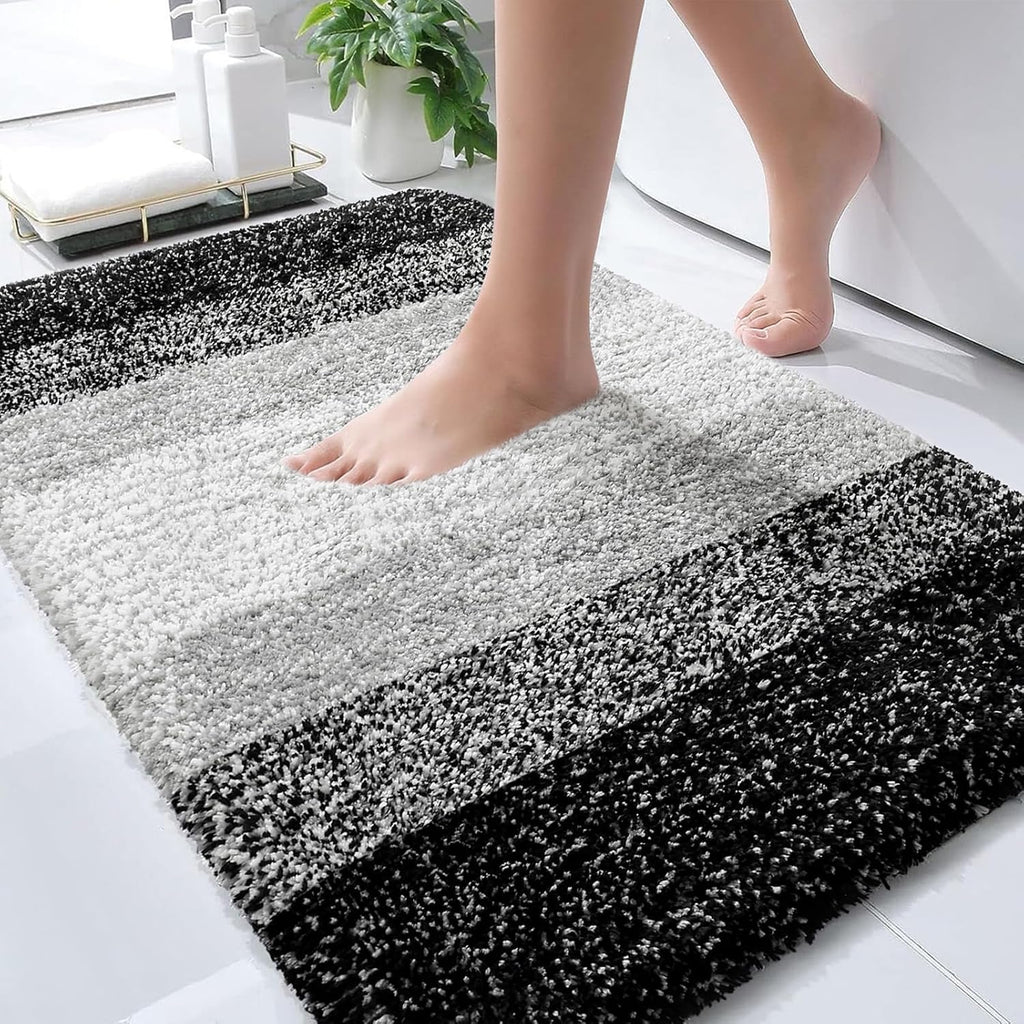 OLANLY Bathroom Rugs - Extra Soft Microfiber Mat | Quick Dry, Machine Washable, 34x21, Black