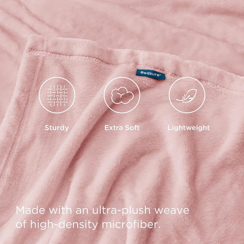 Bedsure GentleSoft Fleece Blanket - Cozy Pink Twin Size 300GSM Plush Warmth for Bed & Travel | 60x80 Inches
