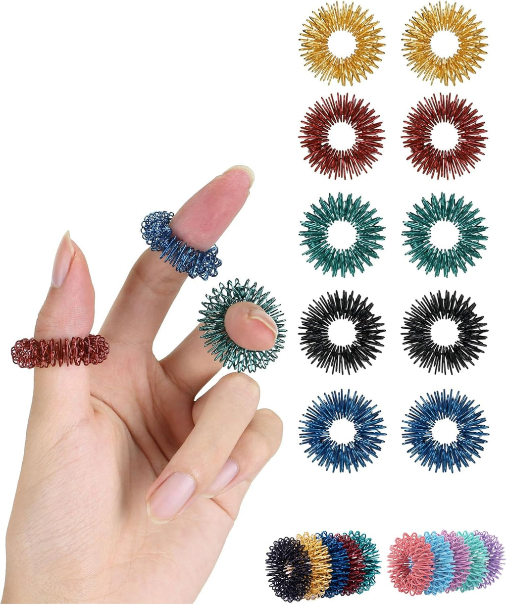 Mr. Pen Spiky Sensory Rings - 10 Pack of Jewel Tones for Stress Relief & Fidgeting | Ideal for ADHD & Anxiety