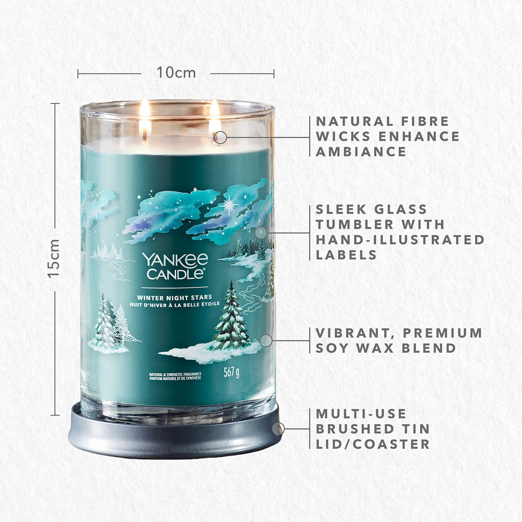 Yankee Candle Winter Night Stars Large Tumbler Candle | Rose, Amber, Musk Scented | Double Wick | for Women