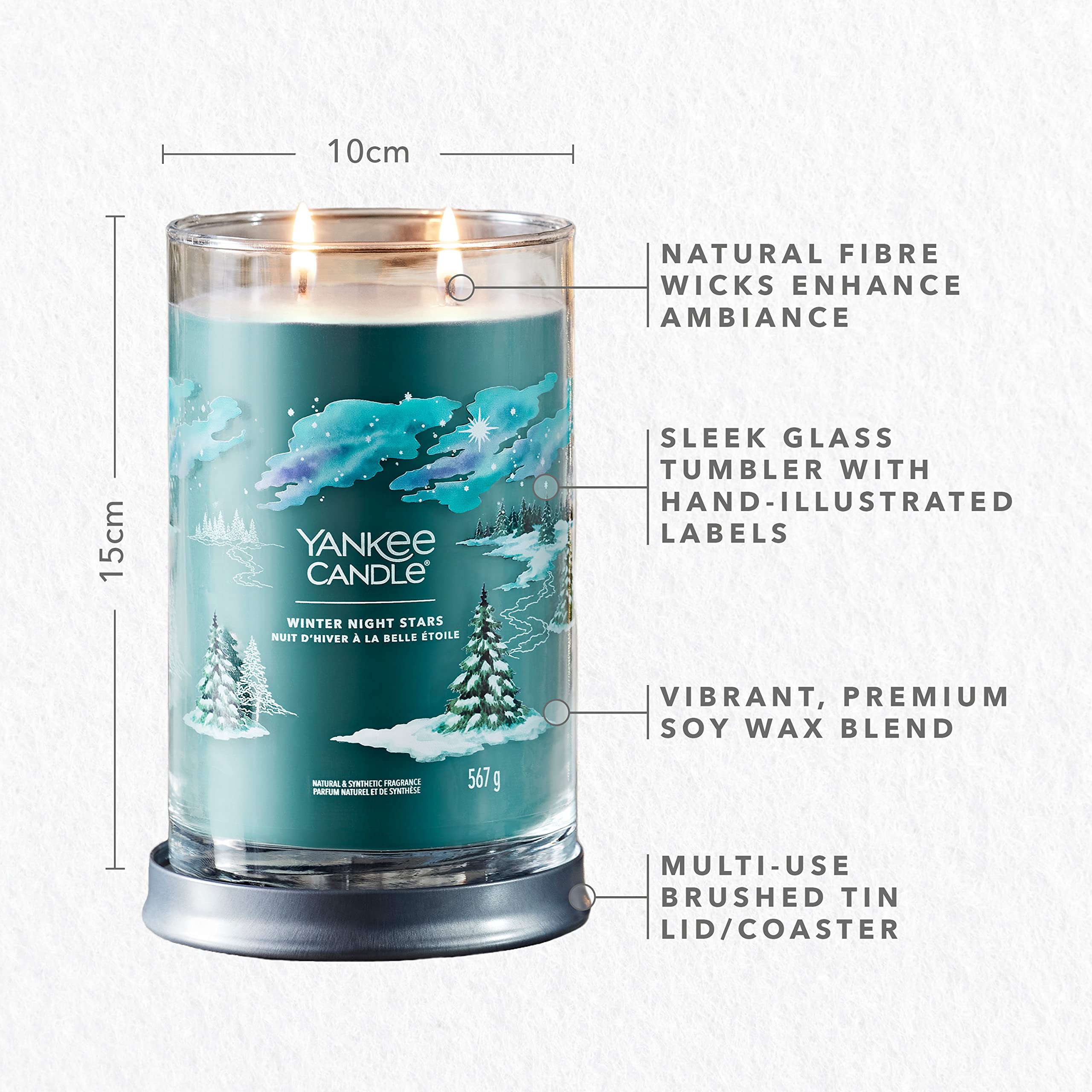 Yankee Candle Winter Night Stars Large Tumbler Candle | Rose, Amber, Musk Scented | Double Wick | for Women