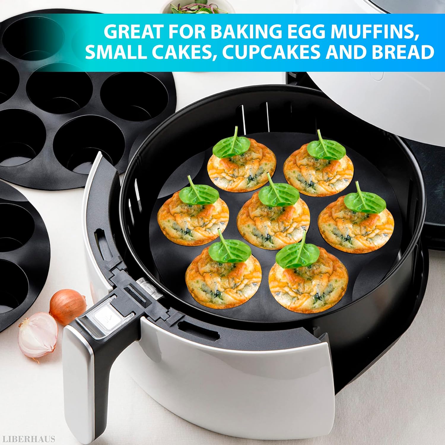 Skiennix Air Fryer Muffin Pan - 7-Cup Silicone Mold for Egg Bites | Heat Resistant & Nonstick