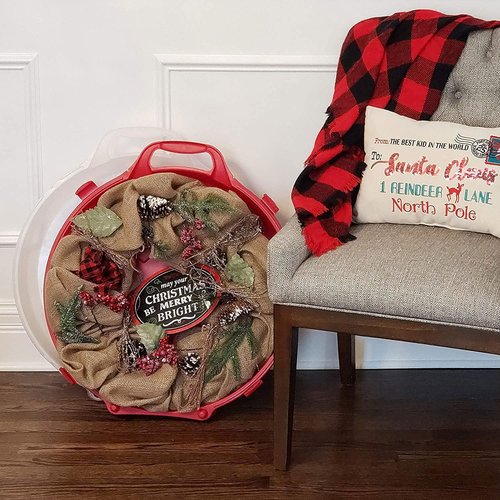 HOMZ 24-Inch Holiday Wreath Storage Box - Durable, Weather-Resistant Design for Easy Organization