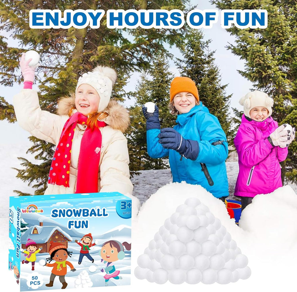 Skiennix 50 Pcs Fake Snowballs Set - Soft Artificial Snow Balls with Drawstring Bag for Indoor & Outdoor Fun