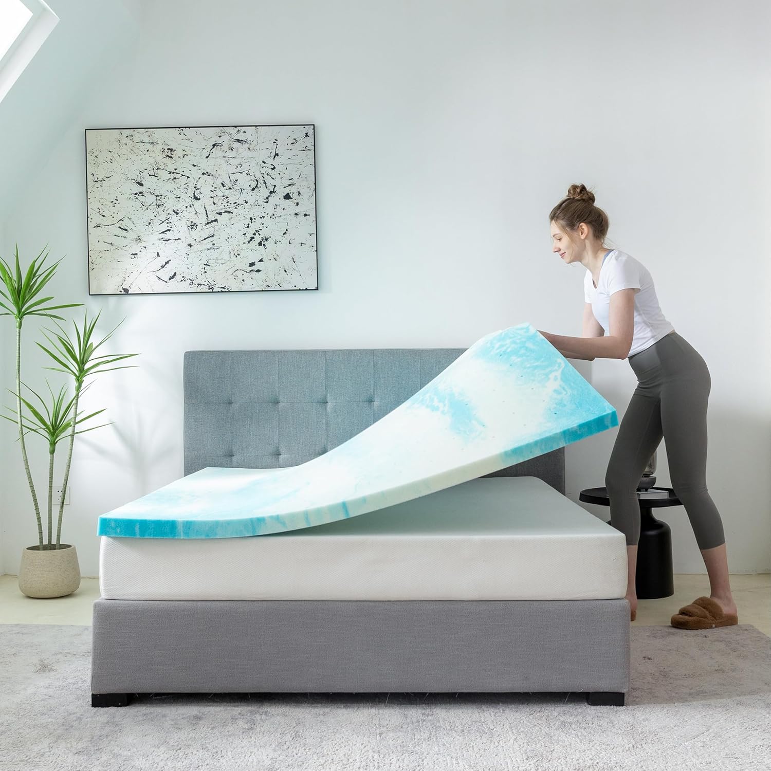 MLILY Twin Mattress Topper - 3 Inch Cooling Gel Memory Foam - CertiPUR-US Certified, 38”x75”, Blue