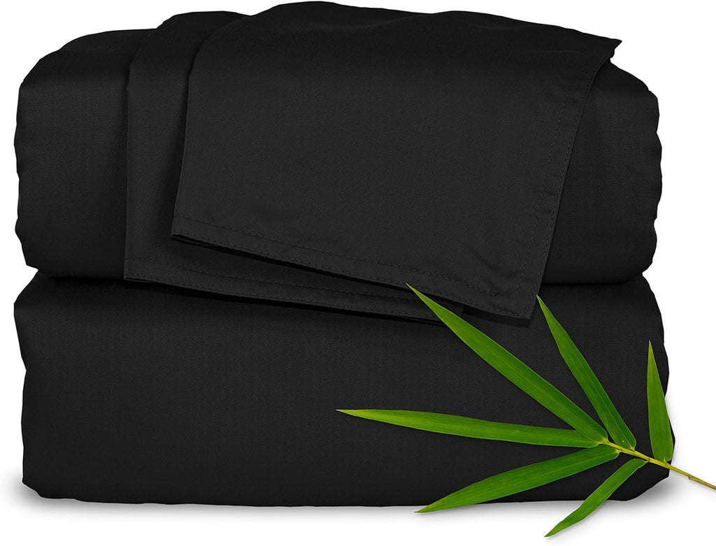 Pure Bamboo King Sheets - Luxuriously Soft & Cooling 100% Organic Viscose Bed Set | Black, 2-Year Quality Promise