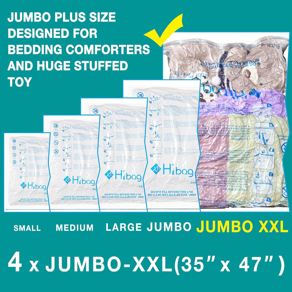 Regine Switzerland XXL Jumbo Vacuum Storage Bags - 47''x35'' Space Saver for Blankets & Comforters (4 Pack)